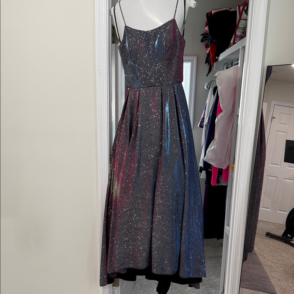 Girls' Sparkle Ombre Fit-and-Flare Dress with Spaghetti Straps